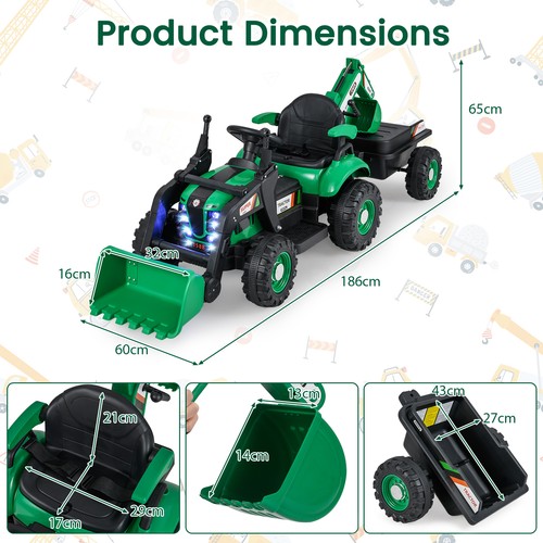 Ride tractor excavator - on,